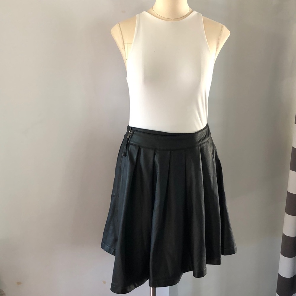 Widow Asymmetrical vegan leather skater skirt